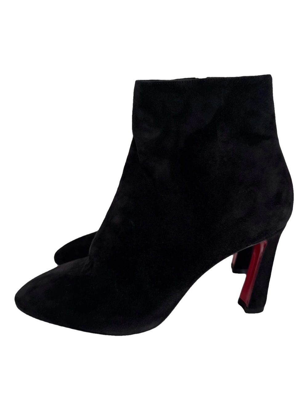 Christian Louboutin EU 36 So Eleonor 85 Black Suede Heeled Zip Ankle Boots Shoes